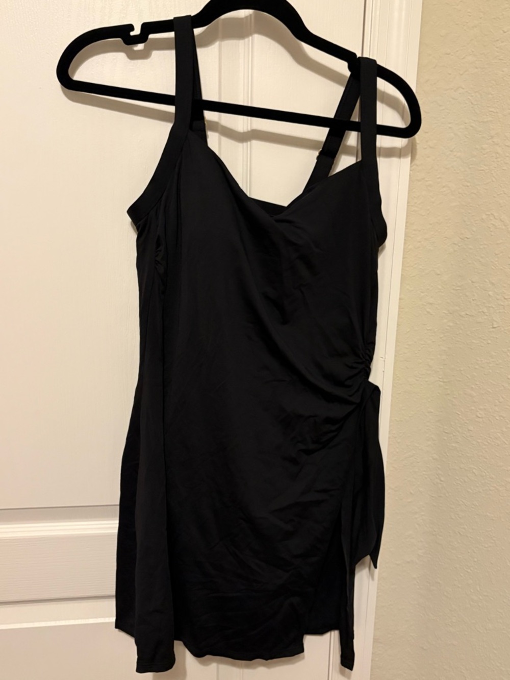 Lands' End Black Sleeveless Mini Dress with Side Tie